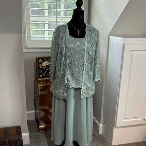 R & M Richards Light Blue Lace Dress Set